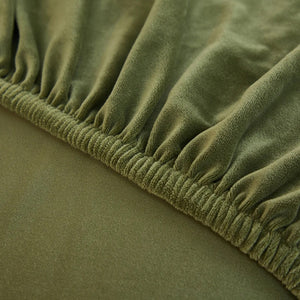 Détail de la couture élastique au bord de la housse de tête de lit