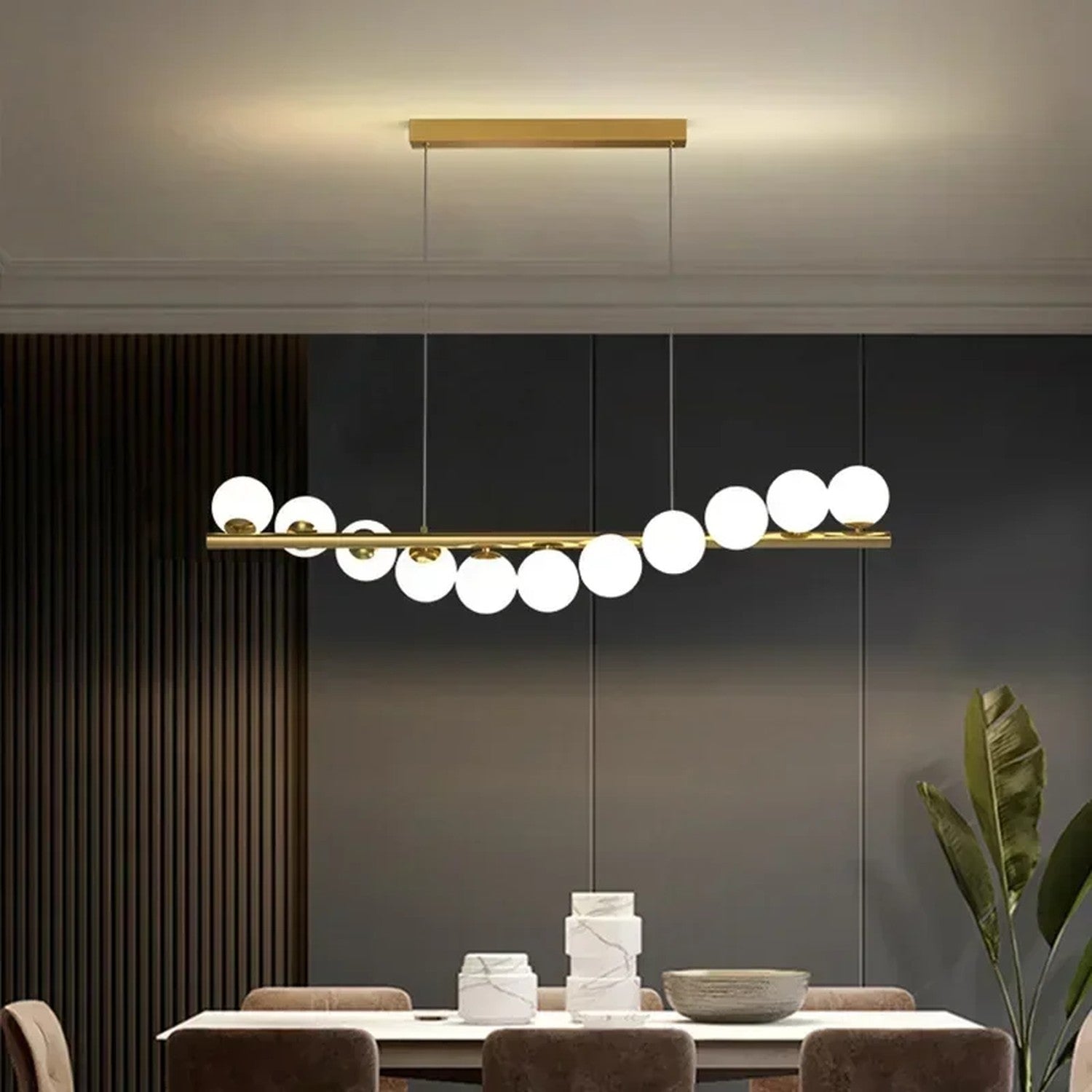 Dimensions lustre suspension 7 têtes largeur 72 cm hauteur 150 cm