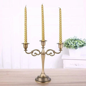 Chandelier bronze arabesque 3 bras avec bougies torsadées style vintage