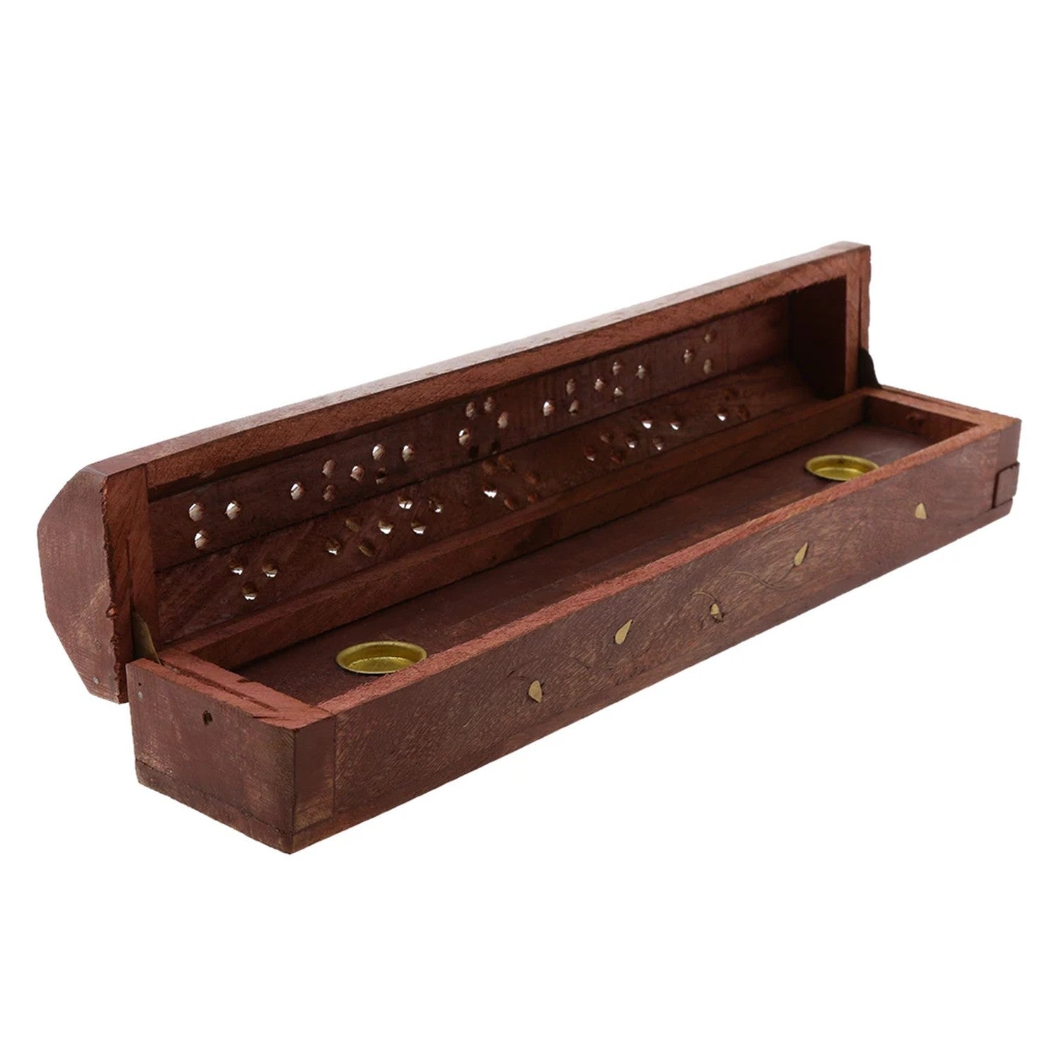 Porte-encens en bois creux avec bâtonnet d'encens traditionnel