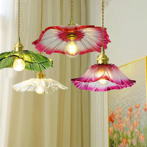 Suspension luminaire en verre petite fleur tulipe différentes couleurs
