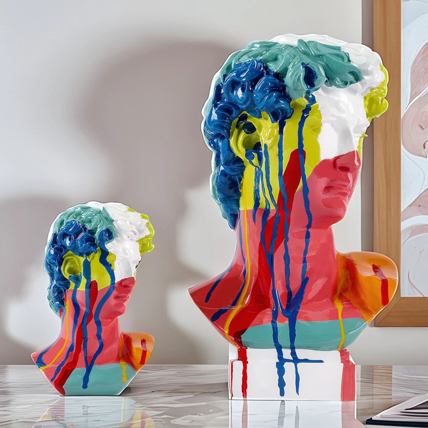 Buste David multicolore drip paint taille L et S