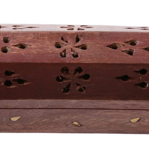 Porte-encens bois sculpté artisanal détail finition naturelle