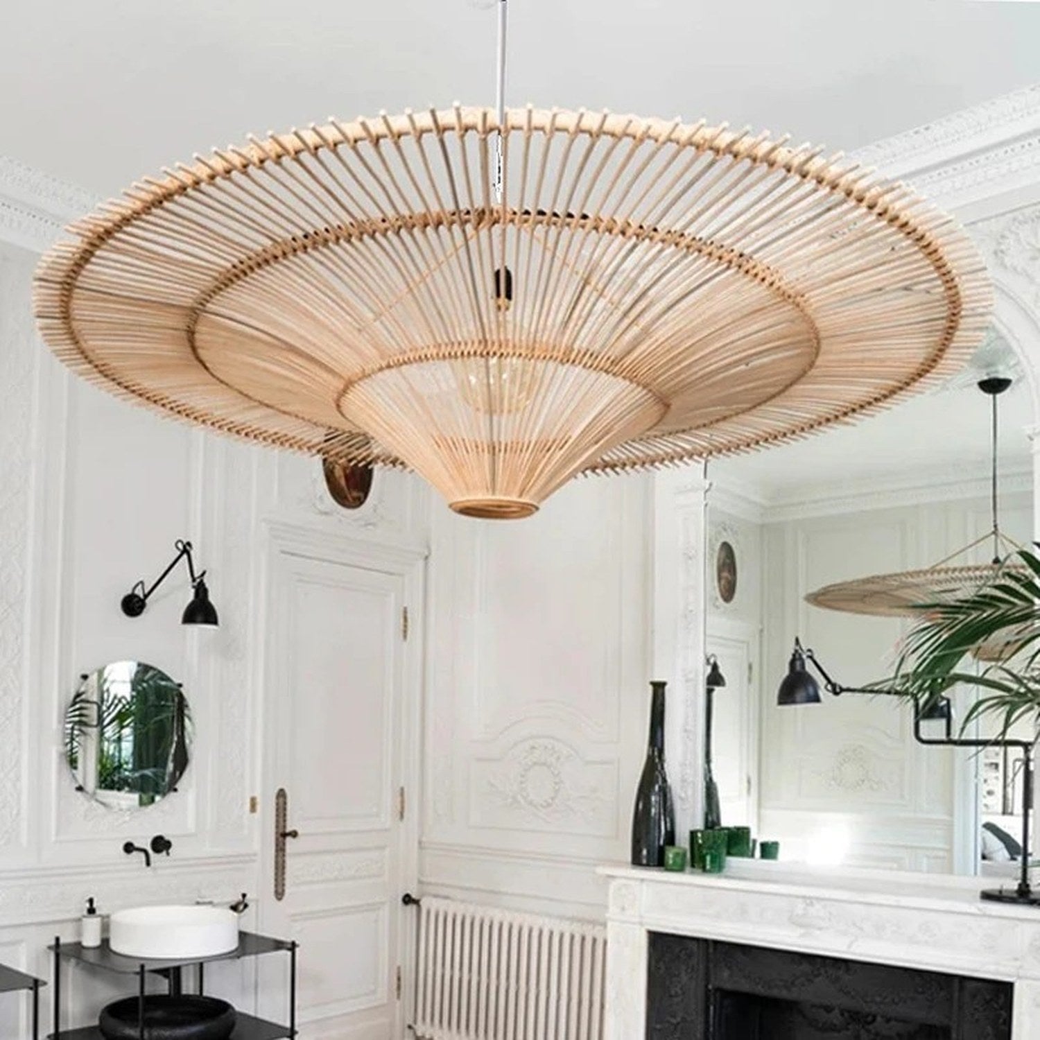Lustre rotin bambou fait main - détail 0