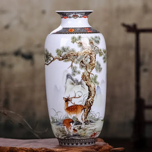 Vase Jingdezhen céramique blanche avec peinture chinoise traditionnelle photo produit
