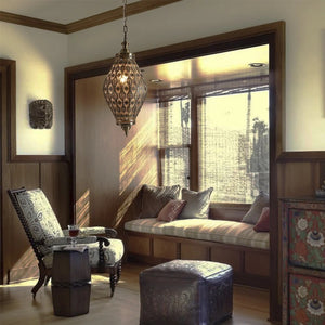 Lampe suspension métal style bohème vintage - salon déco