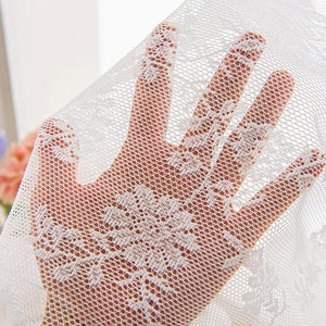 Détail de la transparence de la dentelle fleurie blanche
