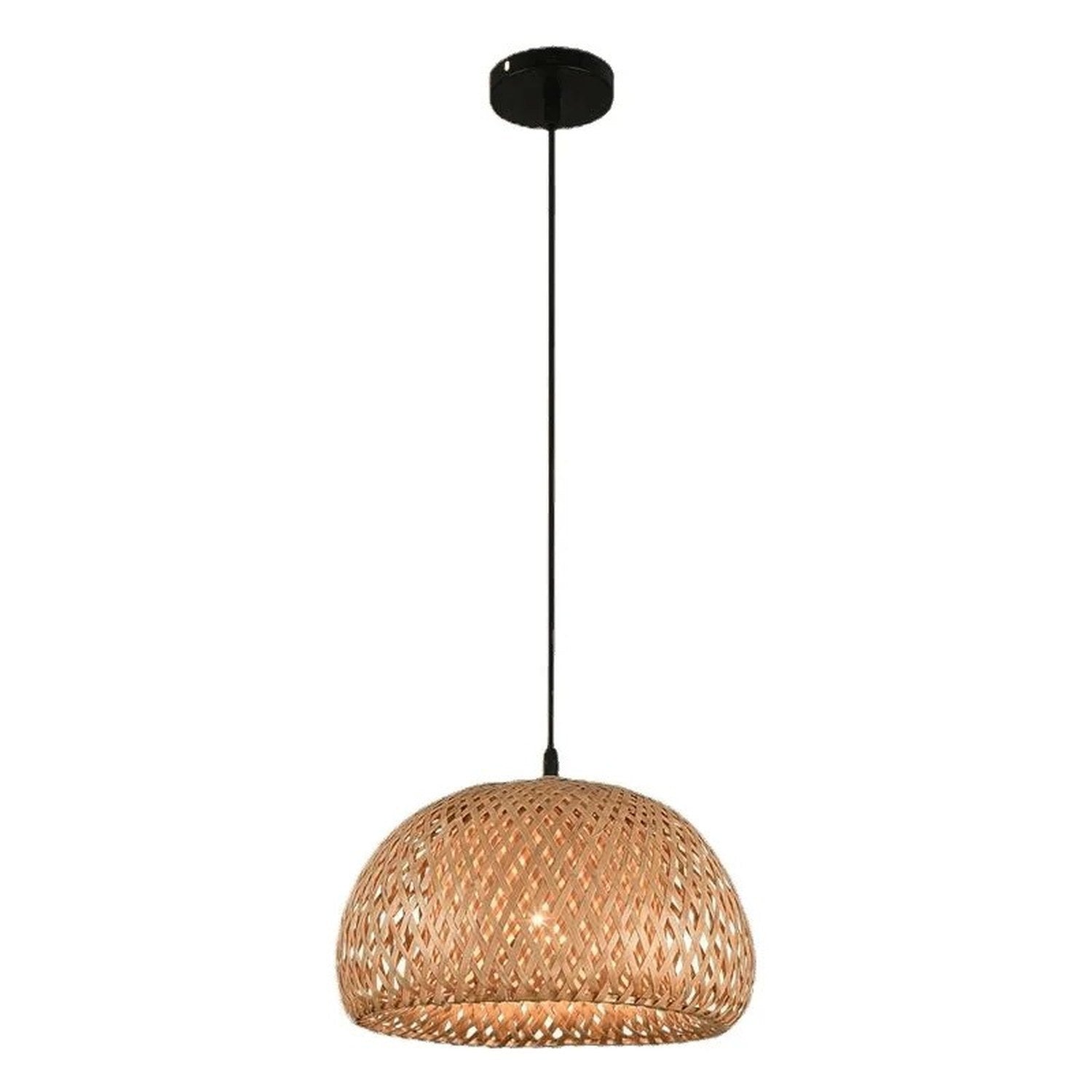 Suspension bambou tressé fond blanc studio