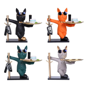 Statue bouledogue majordome résine disponible en 4 coloris