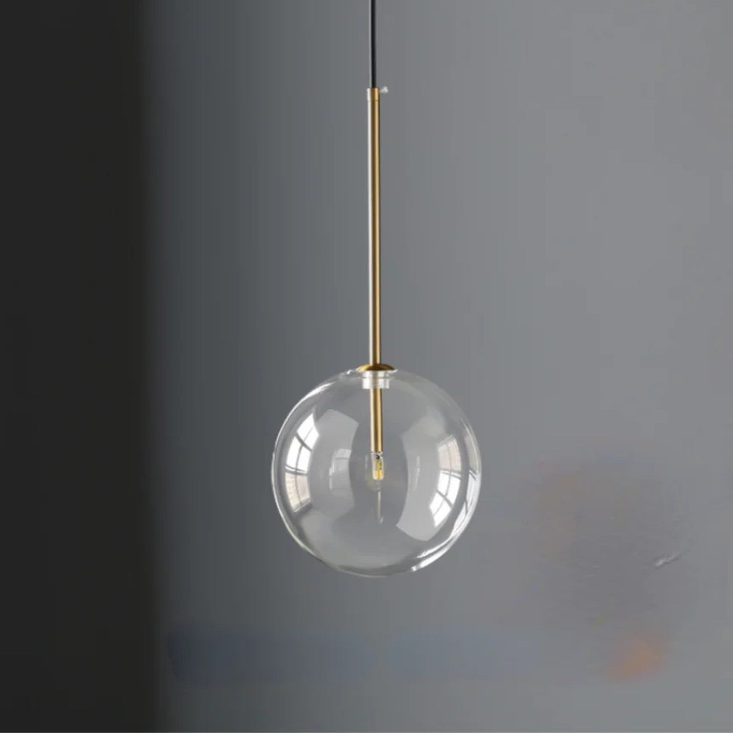 Globe boule verre suspension luminaire plafond détail