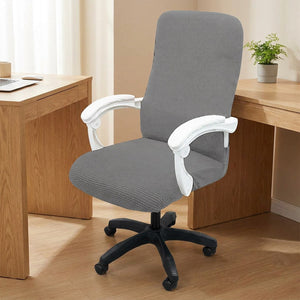 Housse de chaise de bureau grise en maille gaufrée extensible