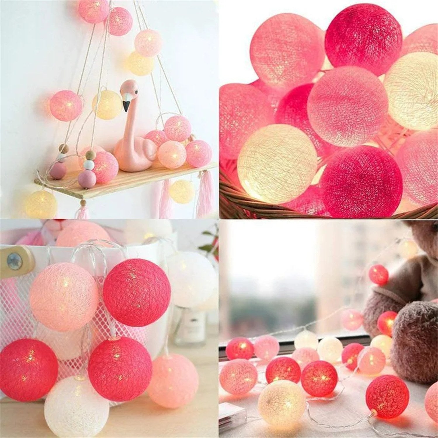 Guirlande lumineuse boules de coton 6 cm 20 LED photo produit 5
