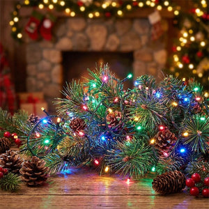 Guirlande lumineuse LED fil vert 500 LED multicolore RVB décoration sapin de Noël