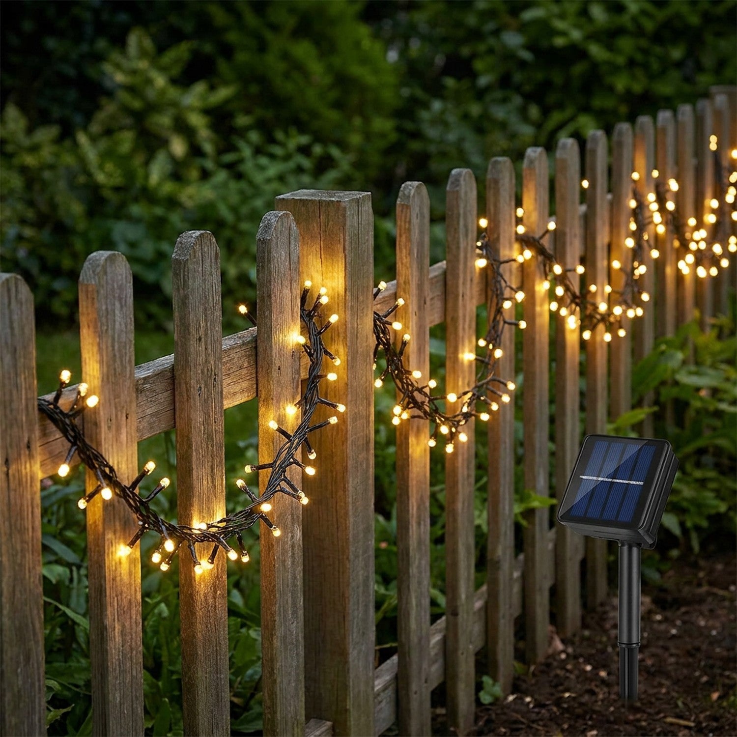 Guirlande LED solaire blanc chaud perles lumineuses jardin extérieur