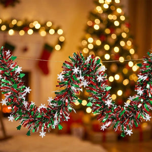 Guirlande de Noël torsadée métallique flocons de neige variante Vert