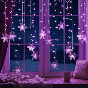 Rideau LED flocons de neige couleur violet