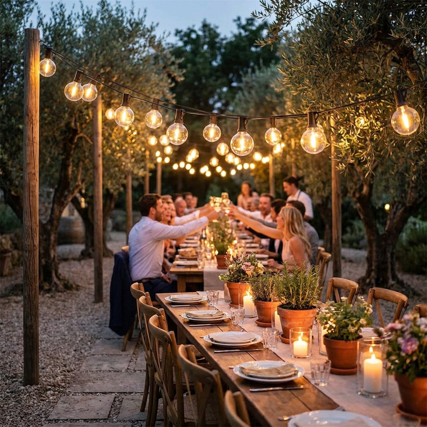 Guirlande guinguette solaire G40 LED jardin extérieur soirée festive
