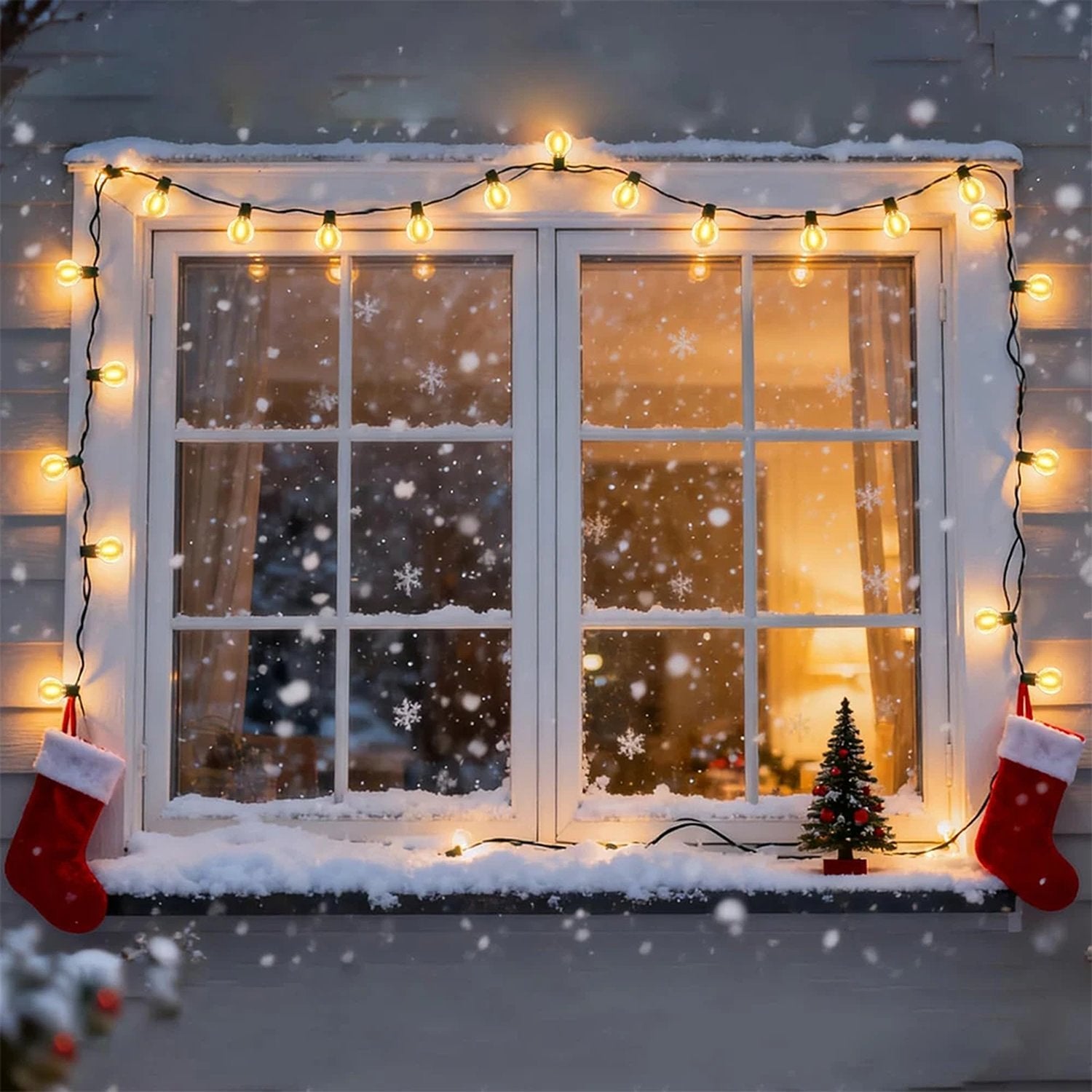 Guirlande lumineuse G40 LED décoration fenêtre de Noël neige