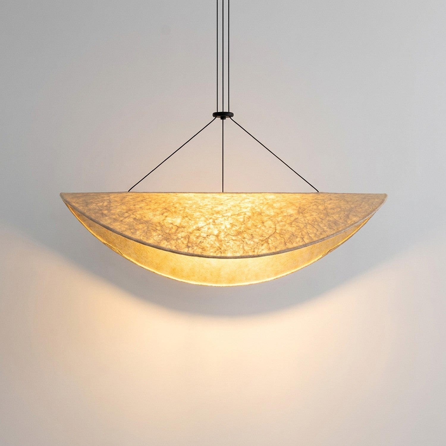 Suspension Wabi Sabi en tissu tissé main, éclairage LED ambiant