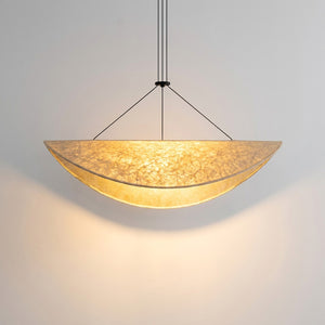Suspension Wabi Sabi en tissu tissé main, éclairage LED ambiant
