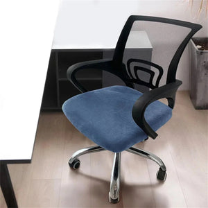 Housse d'assise de chaise de bureau en velours bleu gris