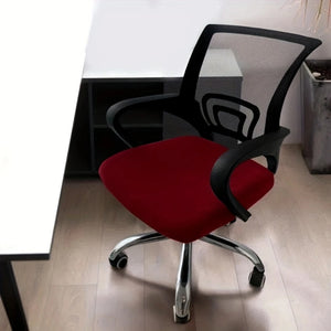 Housse d'assise de chaise de bureau en velours bordeaux