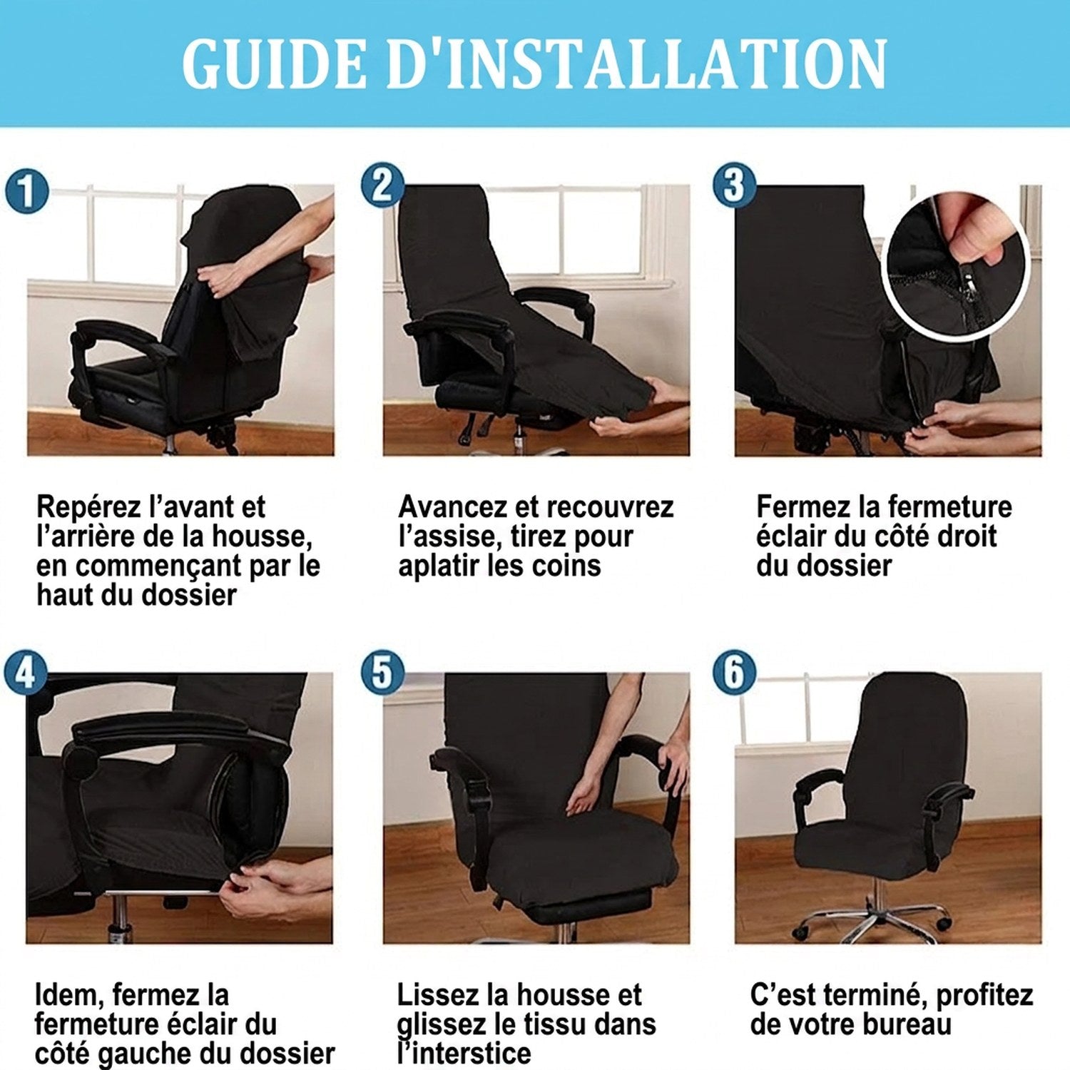 Guide d installation en six etapes de la housse de chaise