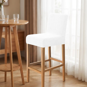 Housse de chaise de bar en jacquard couleur blanche