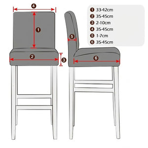 Schéma des dimensions de la housse de chaise de bar en centimètres