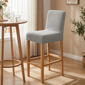 Housse de chaise de bar en jacquard couleur gris