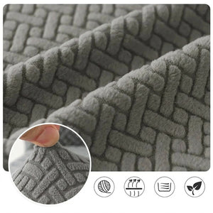Gros plan sur le tissu jacquard extensible de la housse de chaise