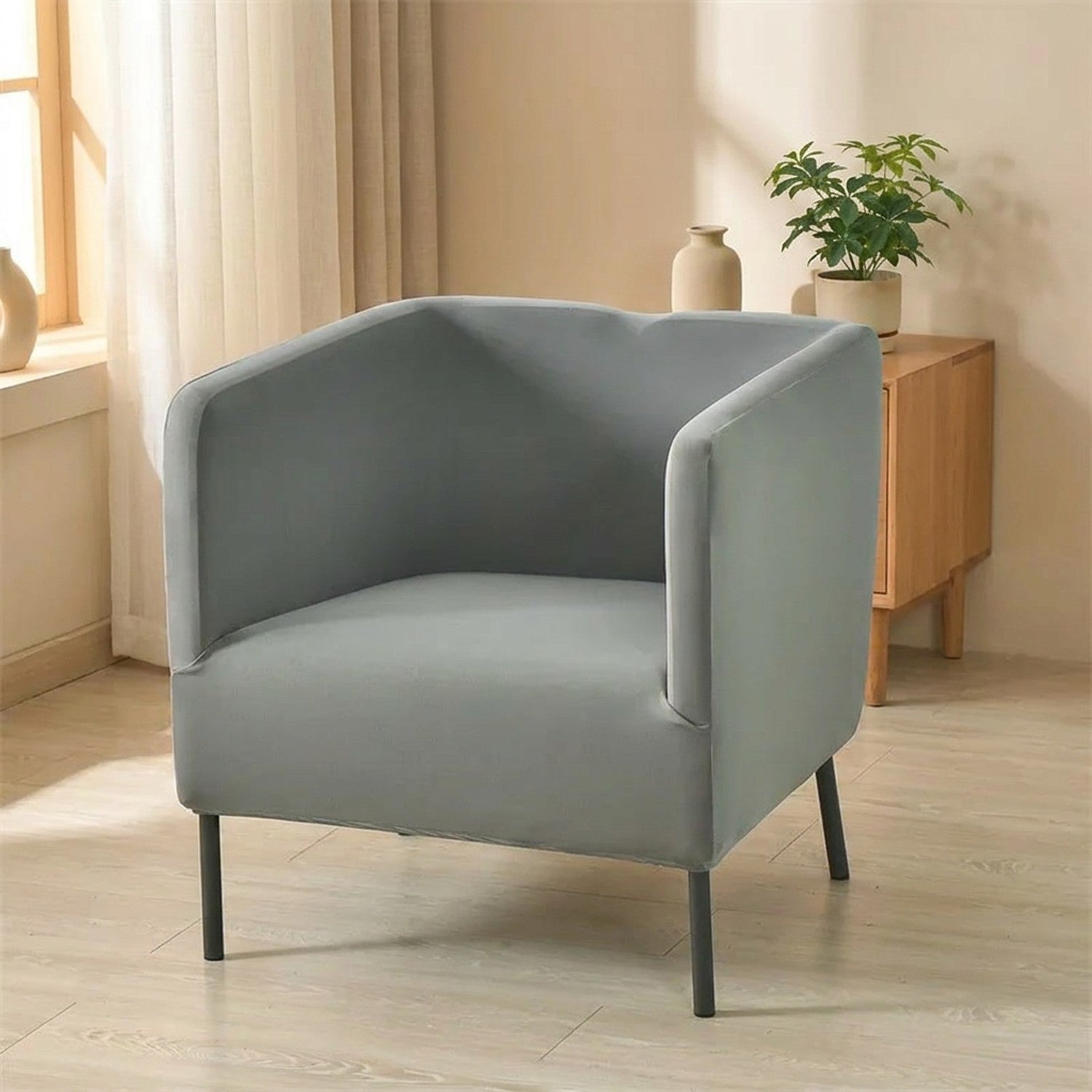 Housse de fauteuil club extensible coloris gris