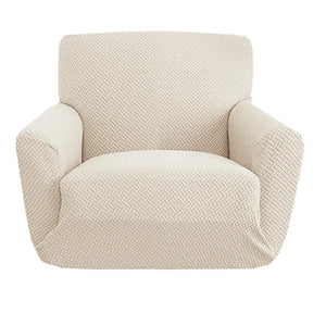 Housse de fauteuil jacquard extensible unie coloris Crème