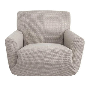 Housse de fauteuil jacquard extensible unie coloris Beige
