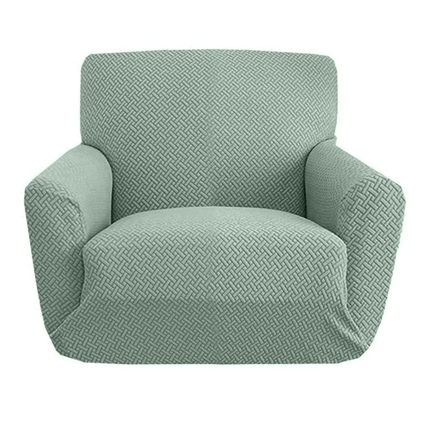 Housse de fauteuil jacquard extensible unie coloris Vert