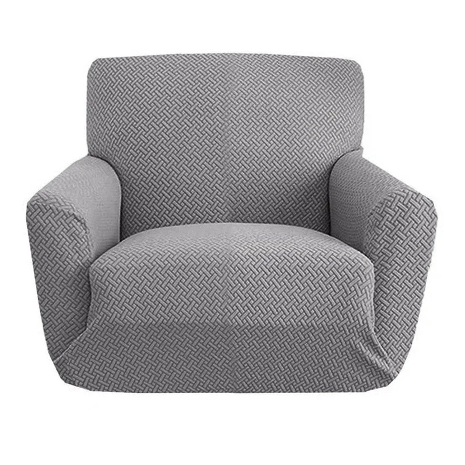 Housse de fauteuil jacquard extensible unie coloris Gris