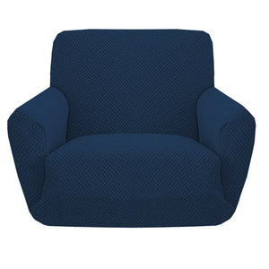 Housse de fauteuil jacquard extensible unie coloris Bleu foncé