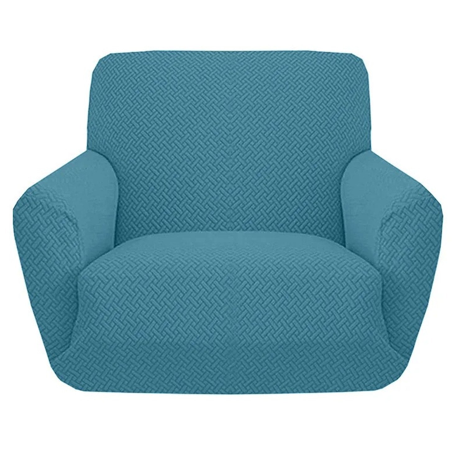 Housse de fauteuil jacquard extensible unie coloris Turquoise