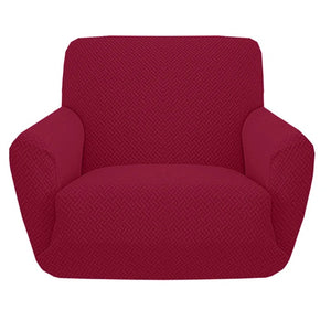 Housse de fauteuil jacquard extensible unie coloris Grenat