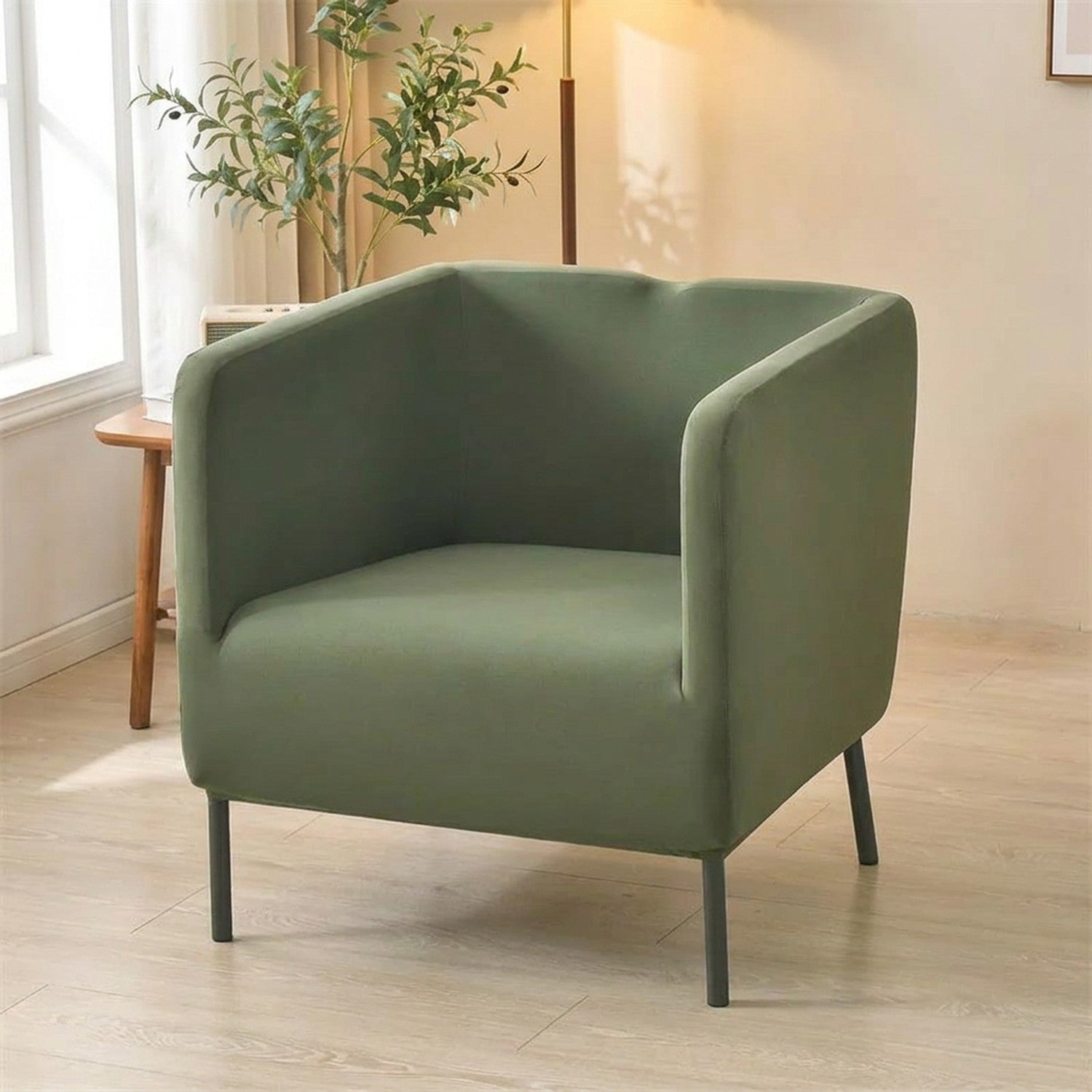 Housse de fauteuil club extensible coloris vert sauge
