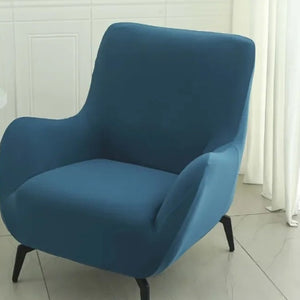 Housse de fauteuil extensible unie bleu canard
