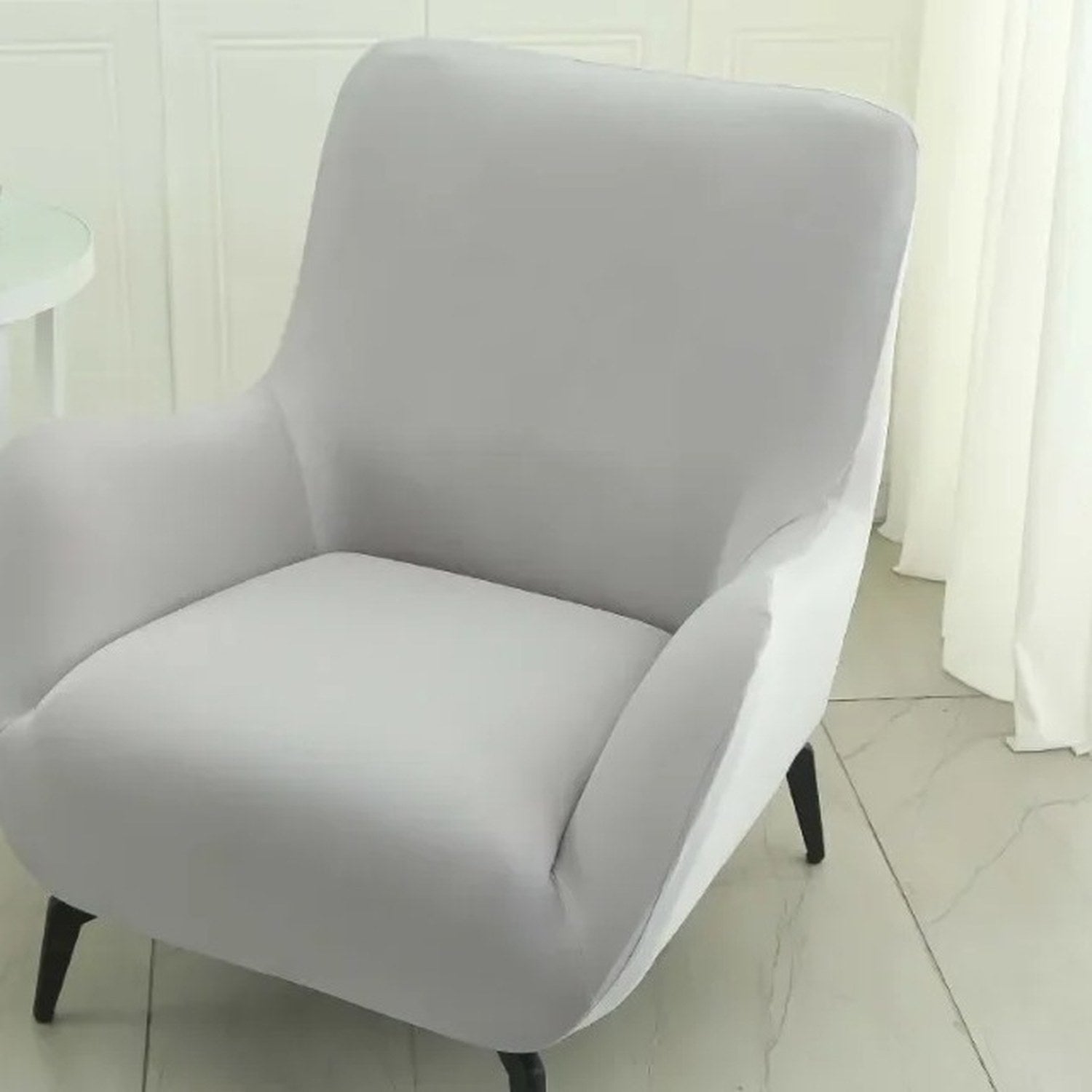 Housse de fauteuil extensible unie gris clair