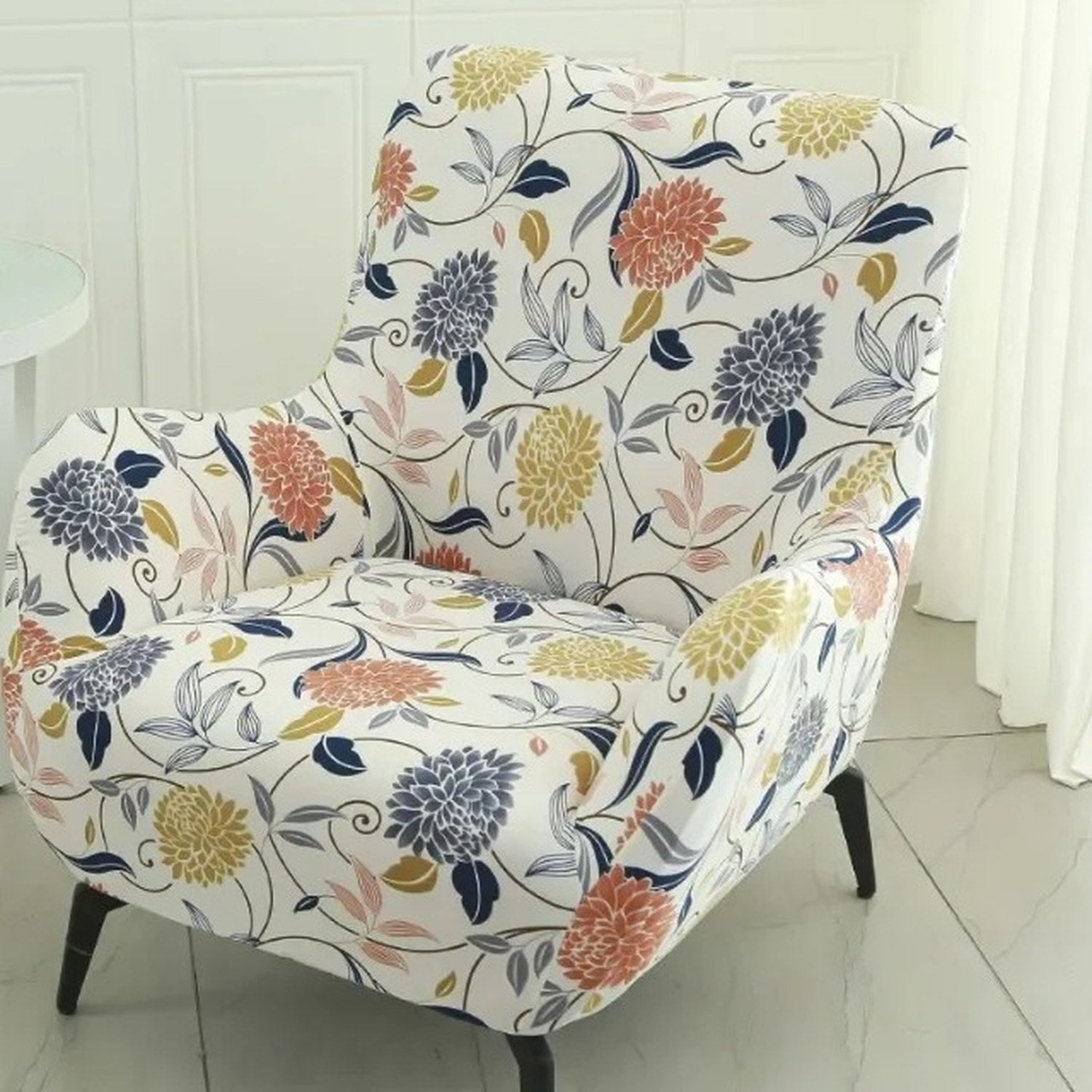 Housse de fauteuil imprimée fleurs colorées