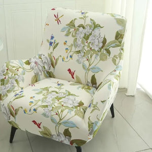 Housse de fauteuil imprimée jardin fleuri botanique