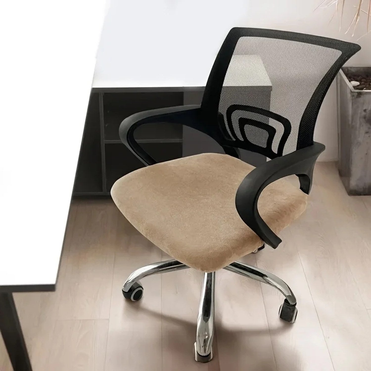 Housse d'assise de chaise de bureau en velours kaki