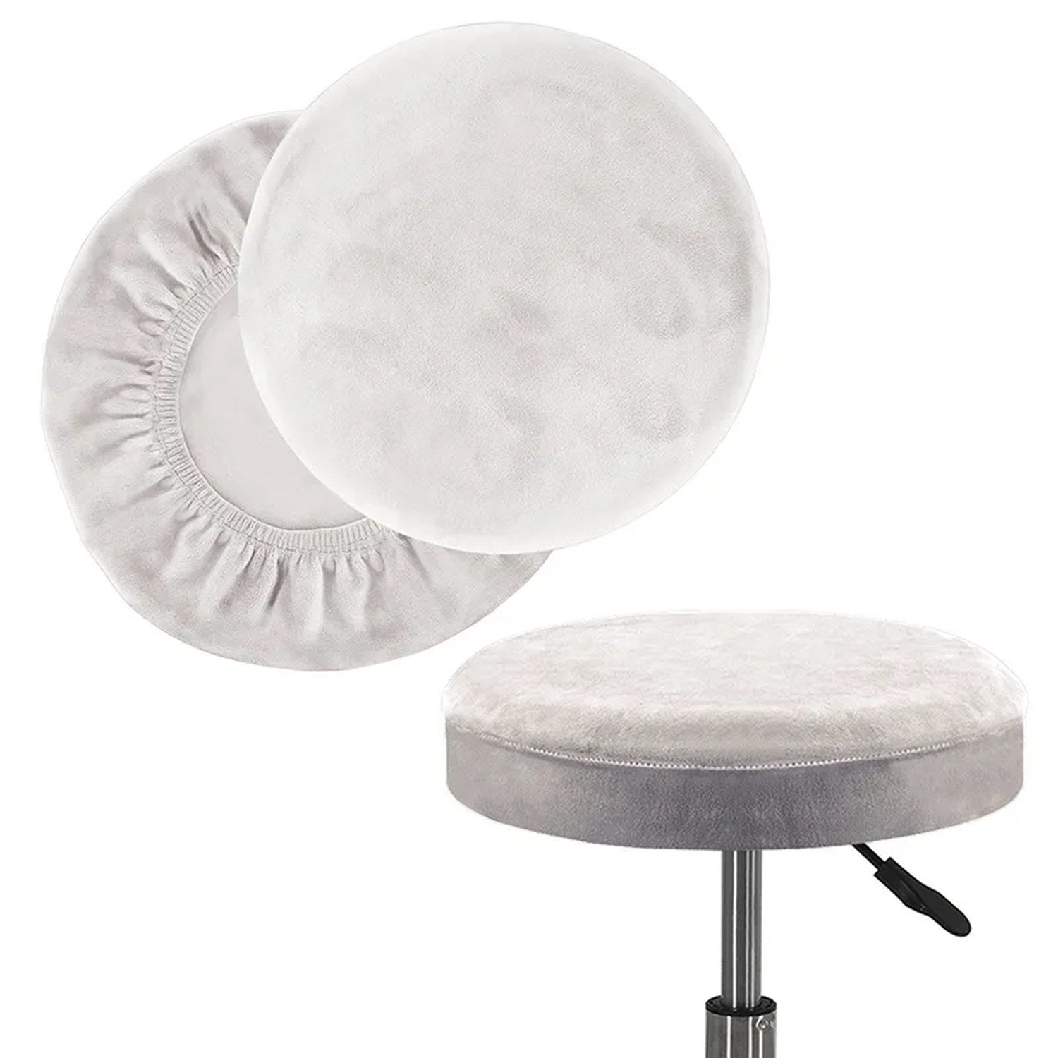 Housse de tabouret ronde en velours blanc