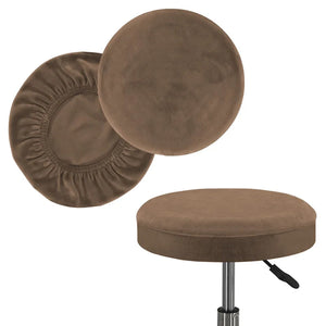 Housse de tabouret ronde en velours camel