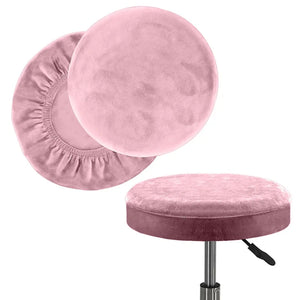 Housse de tabouret ronde en velours rose
