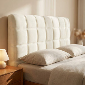 Housse de tête de lit capitonnée en velours blanc ivoire