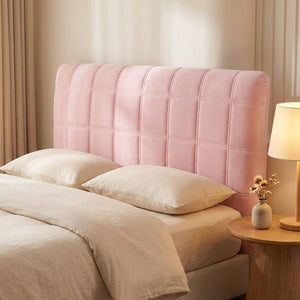 Housse de tête de lit matelassée en velours rose